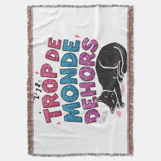 Trop de Monde Dehors – Zwarte Kat Gezellige Deken (Voorkant Verticaal)