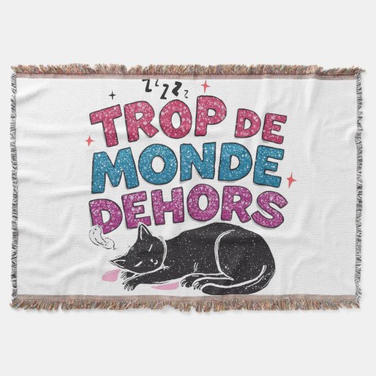 Trop de Monde Dehors – Zwarte Kat Gezellige Deken (Voorkant)