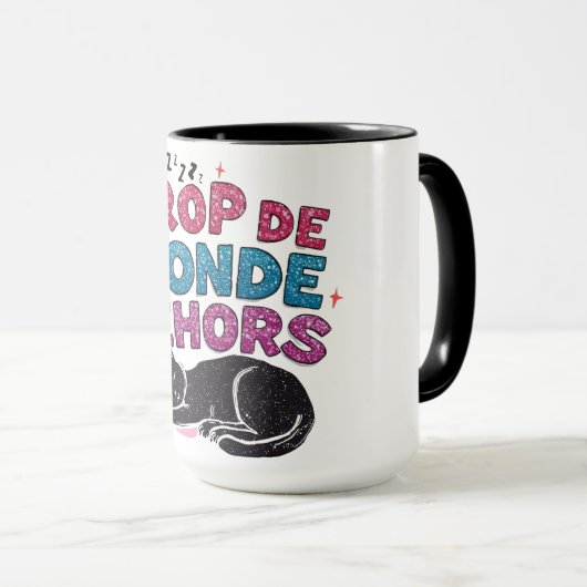 Trop de Monde Dehors – Zwarte Kat Koffie Mok (Voorkant rechts)