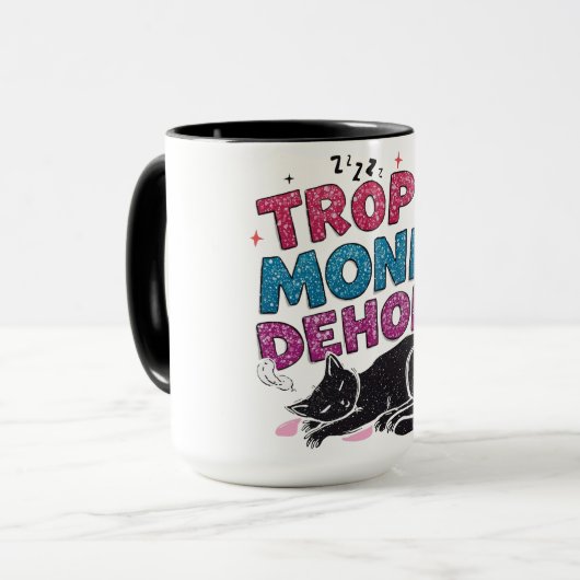 Trop de Monde Dehors – Zwarte Kat Koffie Mok (Voorkant links)