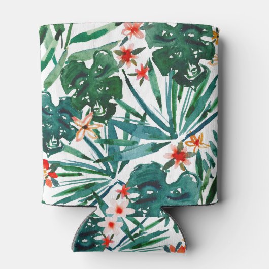 TROP STOP NIET met groene tropische monsters Blikjeskoeler (Achterkant)