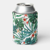 TROP STOP NIET met groene tropische monsters Blikjeskoeler (Blikje Achterkant)