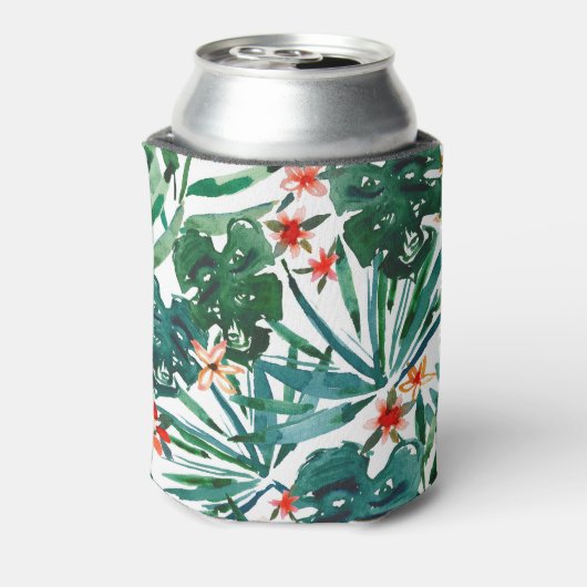 TROP STOP NIET met groene tropische monsters Blikjeskoeler (Blikje Achterkant)