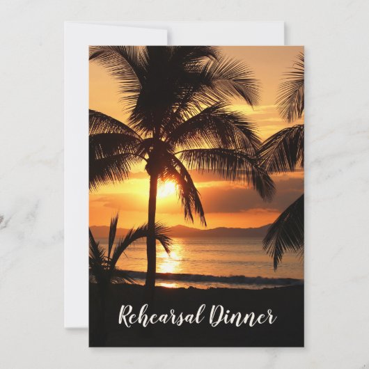 Tropcial Sunset Beach Rehearsal Dinner Invitation Kaart (Voorkant)