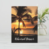 Tropcial Sunset Beach Rehearsal Dinner Invitation Kaart (Staand voorkant)