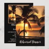 Tropcial Sunset Beach Rehearsal Dinner Invitation Kaart (Voorkant / Achterkant)