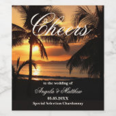 Tropcial Sunset Palm Beach Weddenschap Wine Label Wijn Etiket (Enkel label)