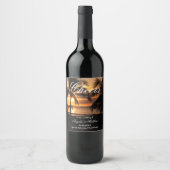 Tropcial Sunset Palm Beach Weddenschap Wine Label Wijn Etiket (Voorkant)