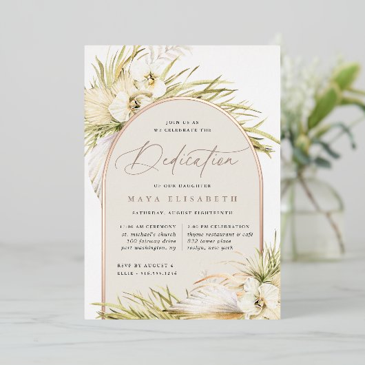  tropen | Baby Dedicatie Folie Uitnodiging (Staand Voorkant)