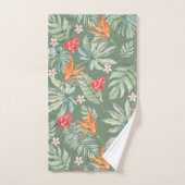 Tropen Bloem en Bladgroen Fantasie met Monogram Bad Handdoek (Handdoek)