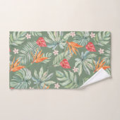 Tropen Bloem en Bladgroen Fantasie met Monogram Bad Handdoek (Handdoek)