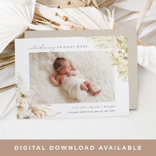 tropen   Boho Floral Birth Aankondiging