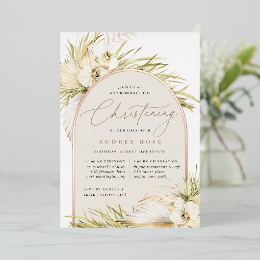  tropen | Christening Folie Uitnodiging (Staand Voorkant)