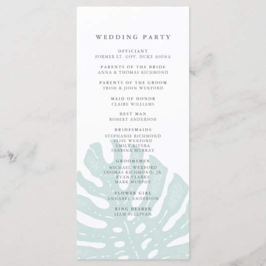  tropen dubbelzijdig bruiloft programma programmakaart (Achterkant)