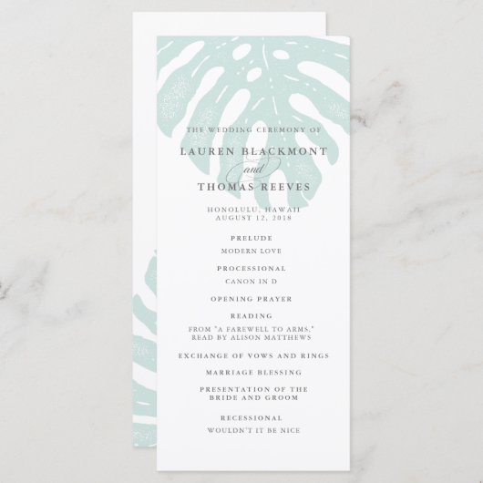  tropen dubbelzijdig bruiloft programma programmakaart (Voorkant / Achterkant)