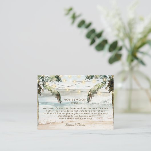 tropen strand honeymoon wensenomheining card informatiekaartje (Staand voorkant)