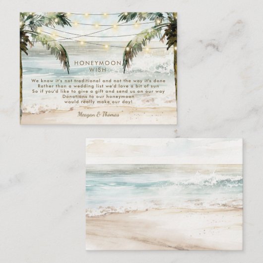 tropen strand honeymoon wensenomheining card informatiekaartje (Voorkant / Achterkant)