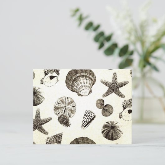  tropenstrand zeeschelp bruiloft briefkaart (Staand voorkant)