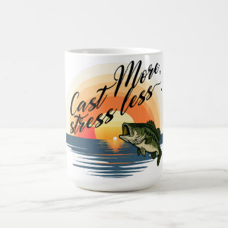 Trophy Bass Fishing Graphic Cast More, stress less Koffiemok