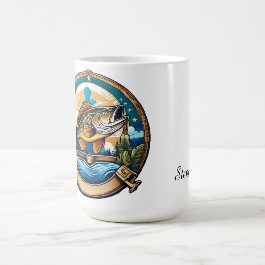 Trophy Bass Leaping For Dinner Koffiemok (Center)