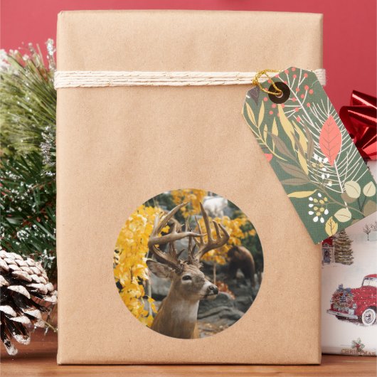 Trophy Deer Ronde Sticker (Feestdagen)