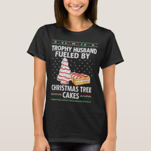 Trophy-echtgenoot aangedreven door kerstboomcakes t-shirt