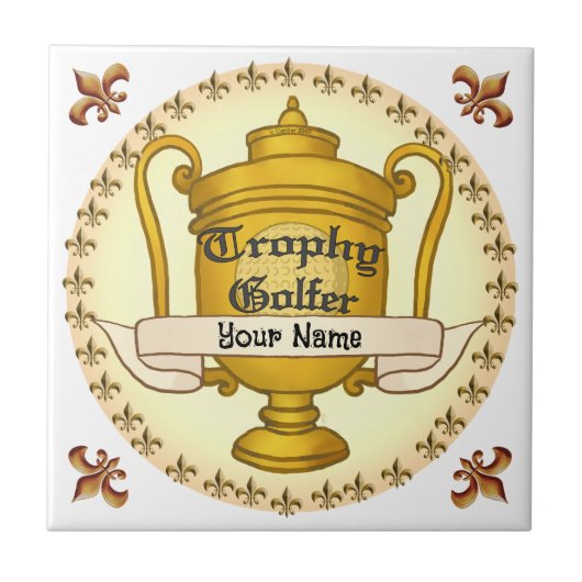 Trophy Golfer golf Tegeltje (Voorkant)