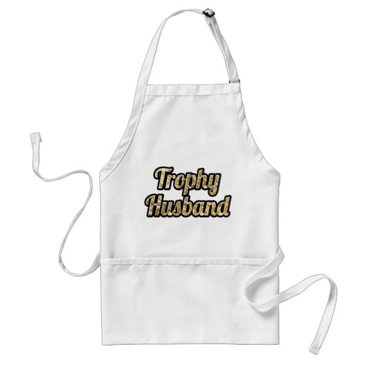 Trophy Husband Black en Gold Glittery Standaard Schort (Voorkant)