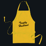 Trophy Husband | Funny BBQ apron voor mannen Standaard Schort<br><div class="desc">Trophy Husband | Funny BBQ apron for men. Cute bruiloft cadeau voor groom/newlyweds. Creëer ook voor de vrouw/bruid. Het huwelijk / de humor van de herdenking. Humorische BBQ-afkortingen in beige wit en geel.</div>