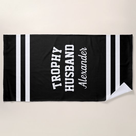TROPHY HUSBAND grappige badhanddoek voor mannen (Voorkant)