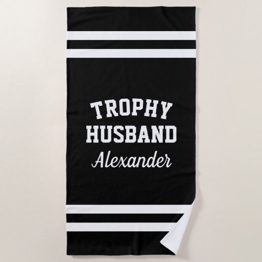 TROPHY HUSBAND grappige badhanddoek voor mannen (Voorkant)
