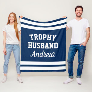 TROPHY HUSBAND grappige deken voor mannen