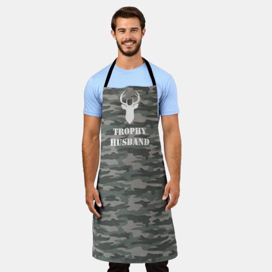 Trophy-man grappig cadeau voor mannen Camo schort (Gedragen)