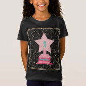 Trophy & Name Black Pink Star Girly Modern T-shirt (Voorkant)
