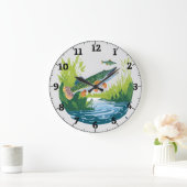 Trophy Pike Chasing Down Minnow Muur Klok (Huis)