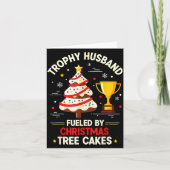 Trophy Retro Husband Fueled By Christmas Tree Cake Kaart (Voorkant)