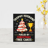 Trophy Retro Husband Fueled By Christmas Tree Cake Kaart (Gele Bloem)
