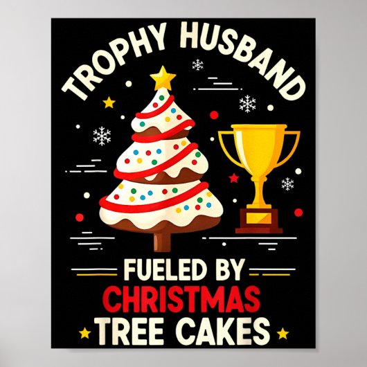 Trophy Retro Husband Fueled By Christmas Tree Cake Poster (Voorkant)