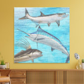 Trophy Saltwater Fish Tarpon Roosterfish Marlin Canvas Afdruk (Insitu (Woonkamer))