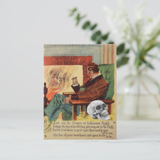 Trophy schedel spook geest open haard briefkaart (Staand voorkant)