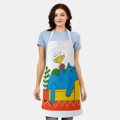 Trophy-Style Blue Cat Lounger - Apron Schort (Gedragen)