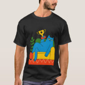 Trophy-Style Blue Cat Lounger T-shirt (Voorkant)