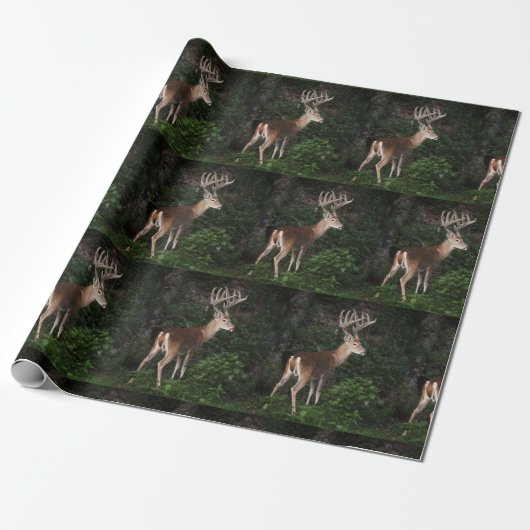 Trophy White Tail Buck in Velvet Cadeaupapier (Uitgerold)