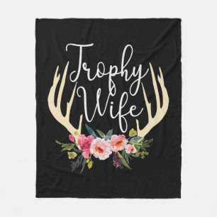 Trophy Wife Cute Deer Antlers bloemen Hunters Wife Fleece Deken