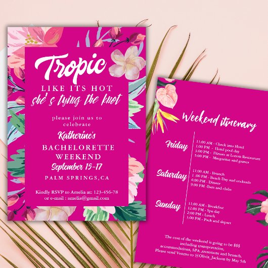 Tropic als zijn hete roze vrijgezellenfeest kaart