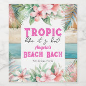 Tropic alsof het heet vrijgezellenfeest is wijn etiket (Enkel label)