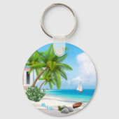 Tropic Beach Aangepaste naam Sleutelhanger (Voorkant)