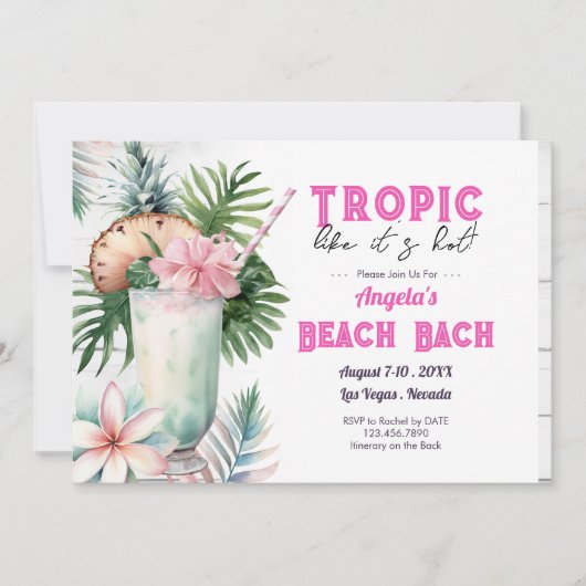 Tropic Beach Bachelorette Feest en Route Kaart (Voorkant)