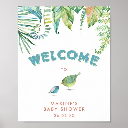 Tropic Birds Baby Shower Welcome Poster (Voorkant)