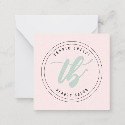 Tropic Breeze Blauwgroen Mint & Roze Company Logo Notitiekaartje (Voorkant)